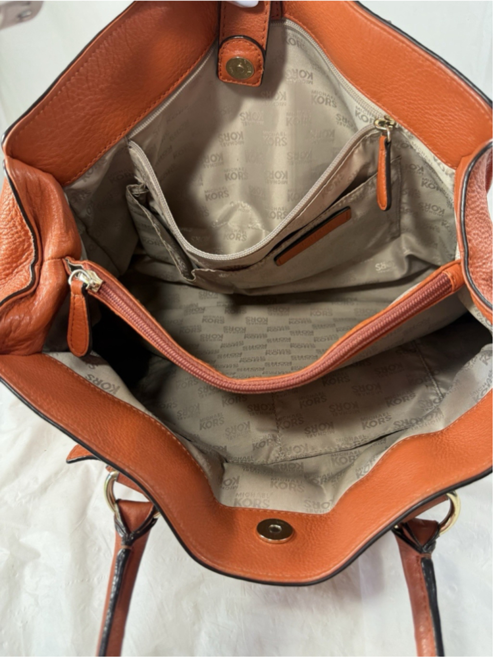 MICHAEL Michael Kors Hamilton Large EW Chain Strap Satchel in Orange - Picture 6 of 15